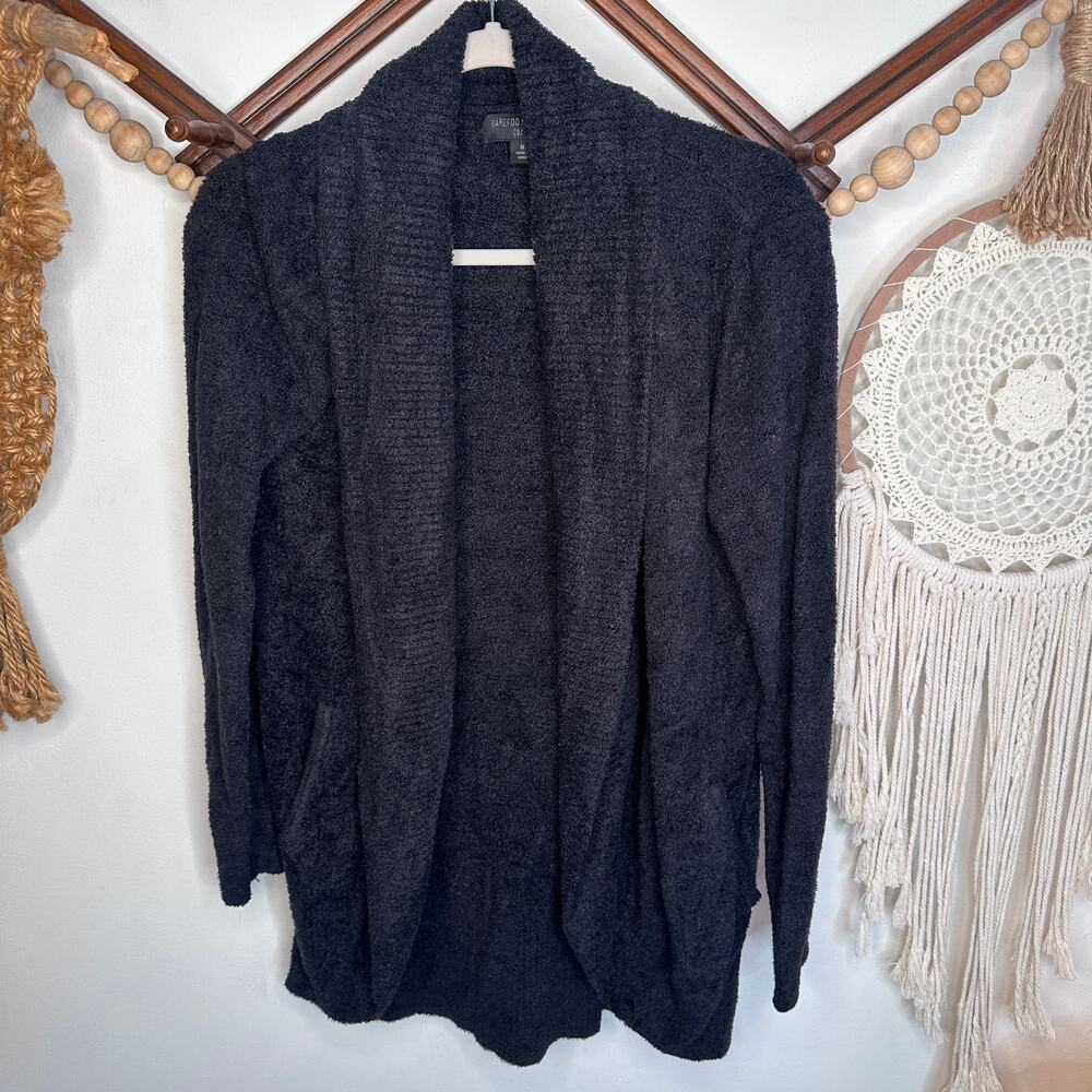 Barefoot Dreams Cozy Chic Lite Black Open Cardigan